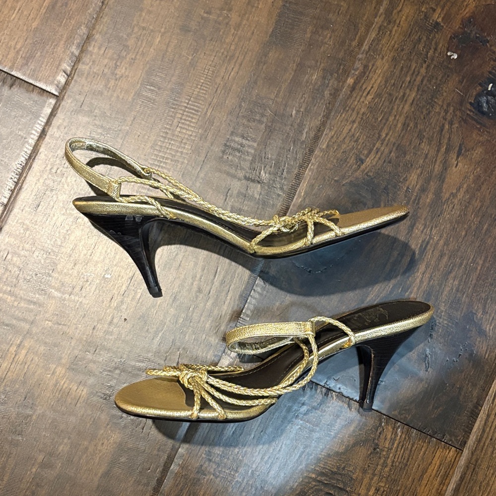 Burberry Gold Strappy Heels - Picture 2 of 3